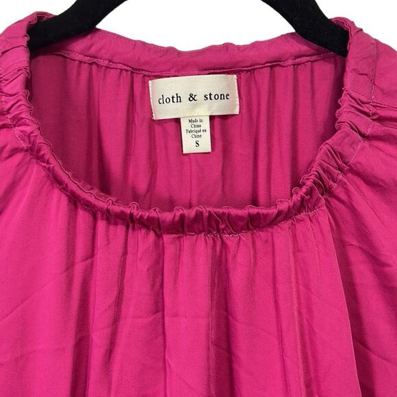 Cloth & Stone Lux Satin Banded Blouse, Pink, Women’s S - Picture 4 of 7